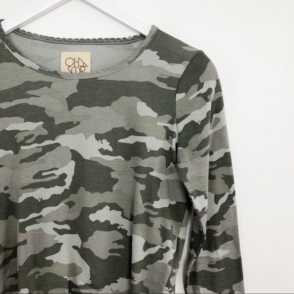 Anthropologie Camo Cropped Tee Long Sleeve Top XS - Picture 3 of 11
